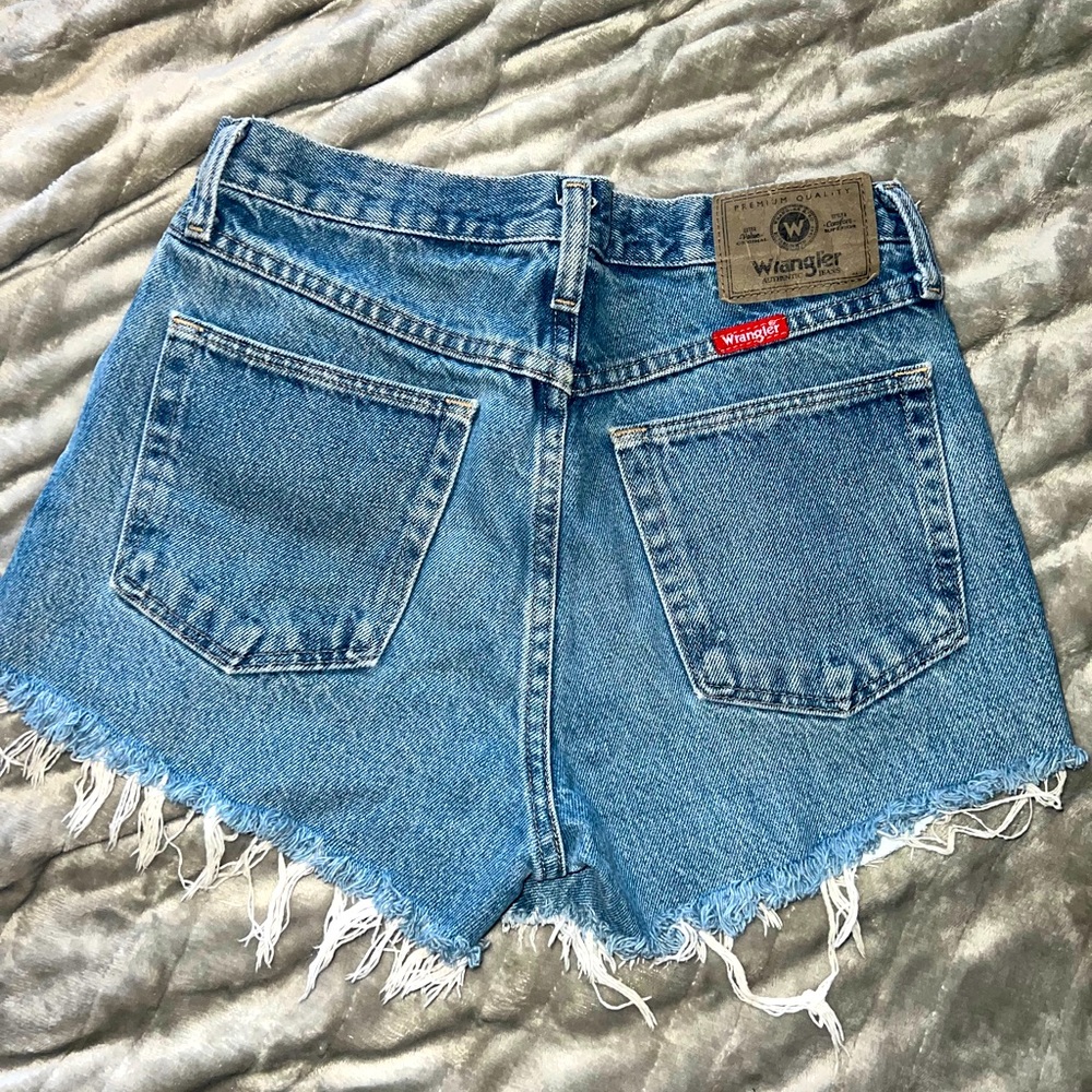 Wrangler jean shorts with distressed finish